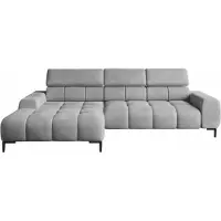 Domo DomoHome Canapé d'angle rembourré en L Côté gauche | 177x270 cm | Canapé d'angle avec fonction sommeil Canapé-lit Petite 3 places Appuie-têtes réglables Assise réglable | Gris clair