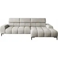 Domo DomoHome Canapé d'angle rembourré en L Côté droit | 177x270 cm | Canapé d'angle avec fonction sommeil Canapé-lit Petite 3 places Appuie-tête réglable Assise réglable | Beige