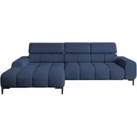 Domo DomoHome Canapé d'angle rembourré en L Côté gauche | 177x270 cm | Canapé d'angle avec fonction sommeil Canapé-lit Petite 3 places Appuie-têtes réglables Assise réglable | Bleu