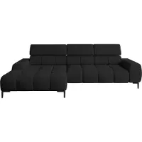Domo DomoHome Canapé d'angle PLAZA-MINI Tissu SOLAR Canapé d'angle avec dossier confortable et moelleux / Longchair à gauche / Style industriel / Forme en L à gauche | 270x99x177 cm | NOIR
