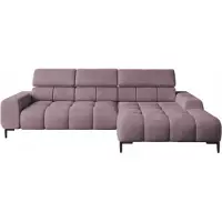 Domo DomoHome Canapé d'angle rembourré en L Côté droit | 177x270 cm | Canapé d'angle avec fonction sommeil Canapé-lit Petite 3 places Appuie-têtes réglables Assise réglable | Rose poudré