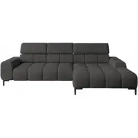 Domo DomoHome Canapé d'angle rembourré en L Côté droit | 177x270 cm | Canapé d'angle avec fonction sommeil Canapé-lit Petite 3 places Appuie-tête réglable Assise réglable | Graphite