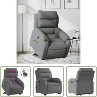 The Living Store Fauteuil de massage avec releveur Gris foncé Tissu