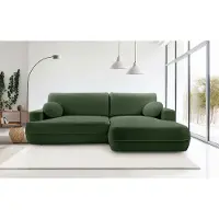 Domo DomoHome Canapé d'angle FUEGO 260x168 cm Vert Côté droit Avec fonction sommeil 140x240 cm, Design scandinave, Canapé-lit Avec sommier, Tissu Bubble, Canapé Moderne Pour Salon