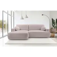 Domo DomoHome Canapé d'angle FUEGO 260x168 cm rose poudré Côté gauche Avec fonction sommeil 140x240 cm, Design scandinave, Canapé-lit Avec sommier, Tissu Bubble, Canapé moderne Pour le salon