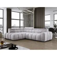 Domo DomoHome Canapé d'angle indépendant Ombo 297x137cm, en L, APRIL avec fonction sommeil 125x193cm, Canapé avec dossier inclinable, tissu structuré Salvador, appuie-tête réglable