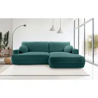 Domo DomoHome Canapé d'angle FUEGO 260x168 cm Turquoise Côté droit Avec fonction sommeil 140x240 cm, Design scandinave, Canapé-lit Avec sommier, Tissu Bubble, Canapé moderne Pour le salon