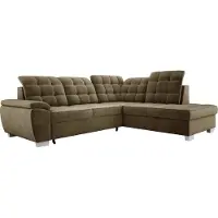 Domo Canapé d'angle spacieux LOTTA en velours facile à entretenir, Dimensions 258x212cm, Idéal pour les familles, Avec coffre de lit pratique et design moderne Disposition sur le côté droit Couleur : VERT