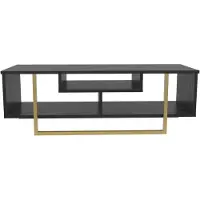 Skye Decor , Asal 120 - Noir, Or, Meuble TV, Noir, PANNEAUX DE PARTICULES 100 % MÉLAMINÉS, 120 x 35,2 x 40,2 cm