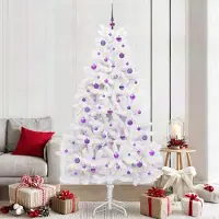 Prolenta Arbre de Noël blanc pliable, de qualité supérieure, en PVC et en acier, hauteur 210 cm