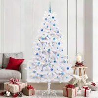 Prolenta Arbre de Noël blanc pliable, de qualité supérieure, en PVC et en acier, hauteur 210 cm