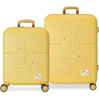 Pepe Jeans Set de valises à roues multidirectionnelles avec fermeture TSA et extension, Valise, Jaune
