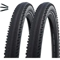 Bike-parts 2 pneus de vélo Schwalbe Hurricane Performance DD RaceGuard E-50 ADDIX, 29 x 2,40 (62-622), noirs/avec bandes réfléchissantes, comprenant les démonte-pneus