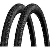 Meghna Pneus de vélo City Trekking Tour, lot de 2, 28 x 1,5 pouces, noirs, bande centrale lisse