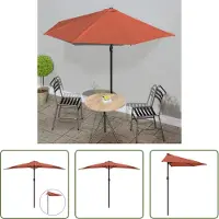 The Living Store – Parasol de balcon, mât en aluminium, couleur terre cuite, 300 x 155 x 223 cm, demi-rond