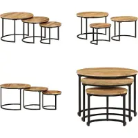 vidaXL Tables d'ensemble 3 pcs. Bois massif rugueux Mango - Table de salon - Tables de salon - Set de tables de salon - Table de salon Moderne