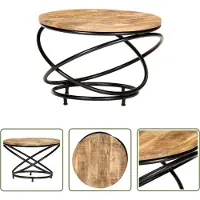 The Living Store Table basse , noire, 60 x 60 x 40 cm, en bois massif de manguier brut