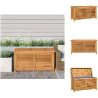 vidaXL Coffre de jardin avec housse 114 x 50 x 58 cm en teck massif - Coffres de jardin