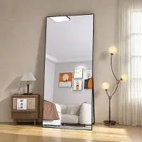UnboxG Miroir entier 180 x 80 cm, miroir rectangulaire avec cadre en aluminium doré, miroir mural, miroir sur pied pour chambre à coucher, dressing, salle de gym, couloir