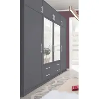 Dakar Armoire à portes battantes Smart 200 x 56 x 230 cm, anthracite, avec élément supérieur