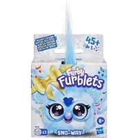 Hasbro Furby Furblets SNO-Way Holiday Edition Mini Friend, 45+ Sounds & Music, Speaks Only Furbish, peluches électroniques à partir de 6 ans, bleu & blanc