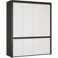 Feldmann-Wohnen Armoire à poser Sevilla 168cm 4 portes pin noir MDF blanc brillant 16675