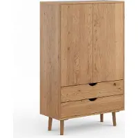 Feldmann-Wohnen Armoire Simona, armoire à linge 90 x 40 x 145 cm, bois massif huilé, chêne naturel