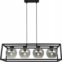 Light11 HOME Haga Cage Lampe à suspendre - Plafonnier pour le salon, la chambre à coucher et la salle à manger - Suspension en métal et verre - E27 - Graphite - 4-flamme