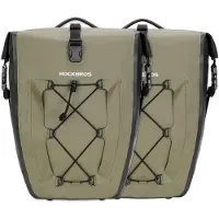 RockBros - Lot de 2 sacoches de porte-bagages 100 % imperméables pour vélo, 25-32 L, avec poignée de transport, vert