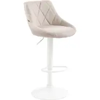 CLP Tabouret de bar Lazio, revêtement en tissu, réglable en hauteur et pivotant à 360 degrés. Couleur : crème. Structure : blanche