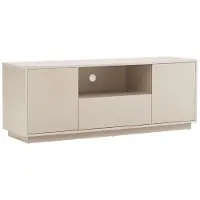 Oviala Meuble TV moderne rectangulaire L140 cm écru - Ruben