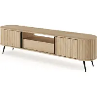 Bettso RTV Table RIVO 196 cm - Meuble TV en chêne Cremona avec façades rainurées