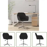 The Living Store Chaise de bureau pivotante Noir Tissu