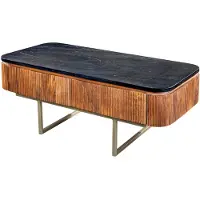 Invicta Table basse 110 cm en marbre et bois, design doré, table moderne pour salon - ACHETER MAINTENANT