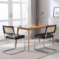MODFU Chaise de Salle à Manger - Lot de 2 avec Assise Confortable en Simili-Cuir et Pieds Métal, Design Moderne sans Accoudoirs, Noir