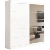 Meublorama Armoire MILS 2 portes coulissantes avec miroir 182.5x197.5x55 blanc