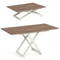 Dekori.Interiors Table basse ARIA avec plateau relevable et fonction extensible 120x75/160cm – Table basse réglable en hauteur – Table de salon style loft - Walut/Cachemire