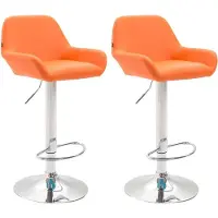 BellaFurn lot de 2 tabourets de bar - sièges en similicuir - confort de rotation à 360° | Couleur : orange | Couleur de base : chrome