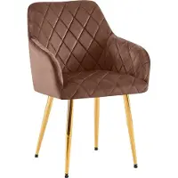 BellaFurn Confortable chaise de salle à manger Velvet - Chaise élégante, confort durable - Structure stable | Couleur : brun | Matériau boîtier : or métallique