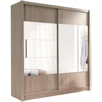 Meublorama Armoire ROME 2 portes coulissantes miroir 180x200x62 chêne sonoma