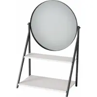 Boltze Miroir sur pied avec étagère ACAPULCO, rond, hauteur 50,5 cm