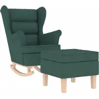 vidaXL Chaise à bascule avec repose-pied Vert foncé Tissu
