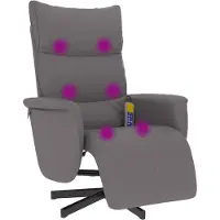 vidaXL Fauteuil de massage avec repose-pieds Gris Similicuir