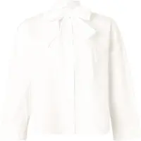 Armani Exchange pour femme. XW001757AF12812U0002 Chemisier blanc à n?uds (M), Casuel, Coton, Classique, Manche longue