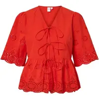 Y.A.S Cornelia 2/4 Tie Top Short Sleeve Blouse Rouge,Orange 38 Femme