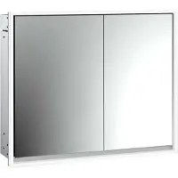 Emco loft Armoire de toilette avec éclairage, 800mm, 2 portes, modèle à encastrer, aluminium/miroir, 979805111