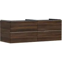 Hansgrohe Meuble sous-vasque Xelu Q en noyer foncé, dimensions 1360/550, avec 4 tiroirs, conçu pour une installation encastrée, poignée chromée