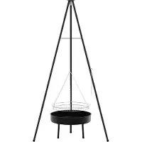 vidaXL Trépied pour feu de camp, 3 pièces, noir, acier