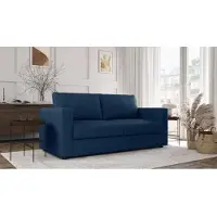 Sonstiges Canapé 3 places - Delta - Tissu Bleu - Convertible semi-express matelas 13cm - 190 x 92 x 90 cm