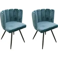 Home Deco Factory Lot de 2 Chaises - - Ariel - Velours - Bleu
